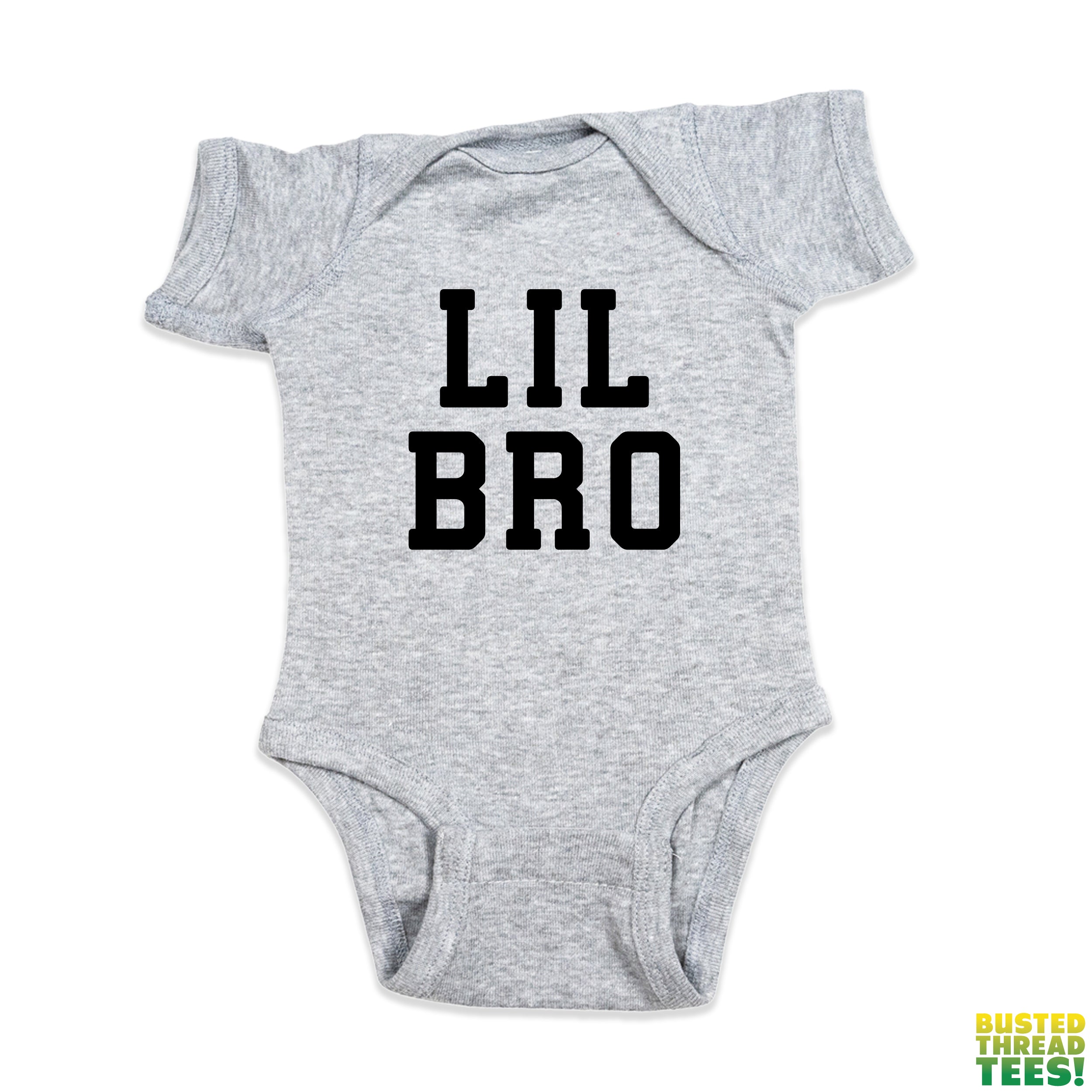 Lil Bro Heather Grey Baby Onesie | Busted Thread Tees