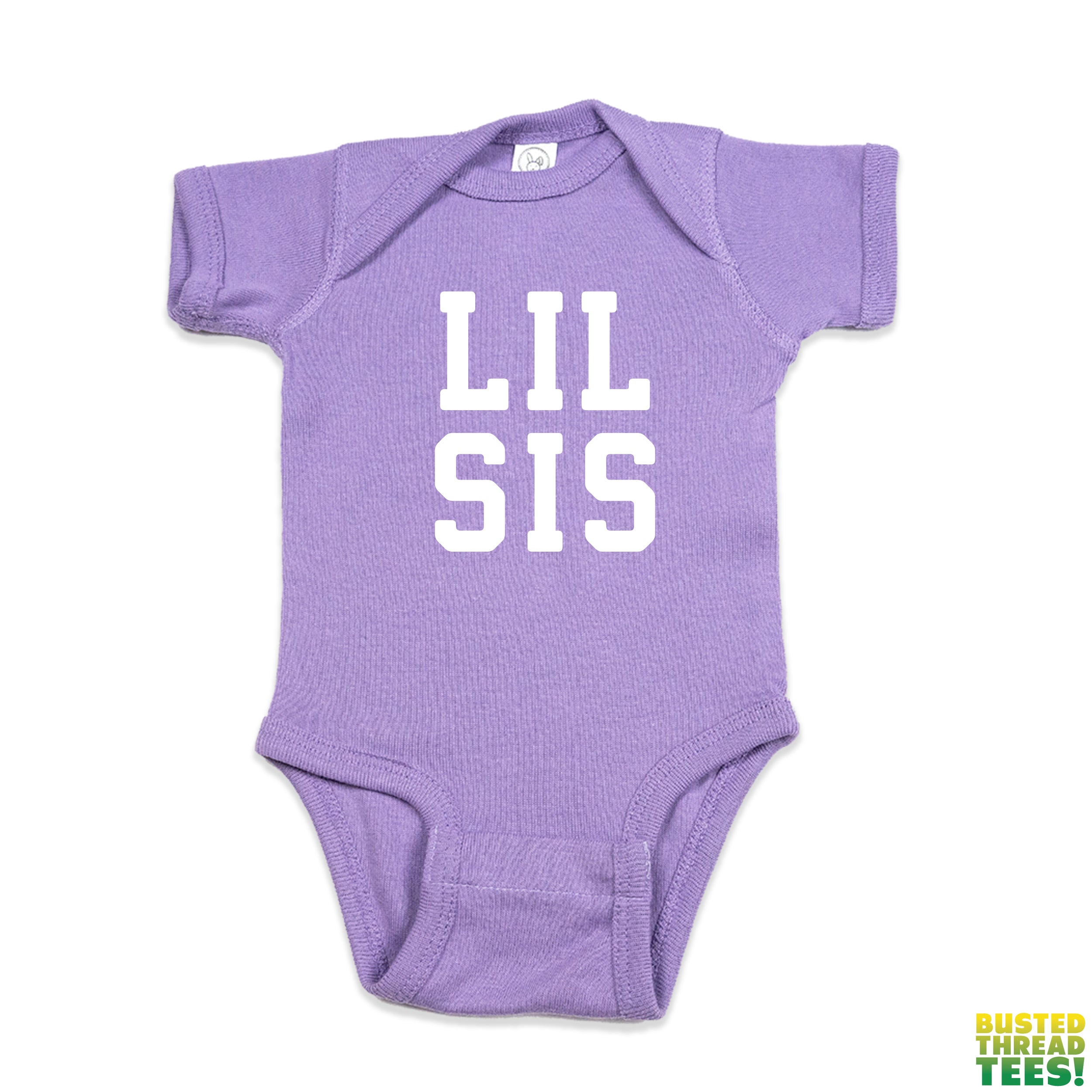 Lil Sis Lavender Baby Onesie | Busted Thread Tees