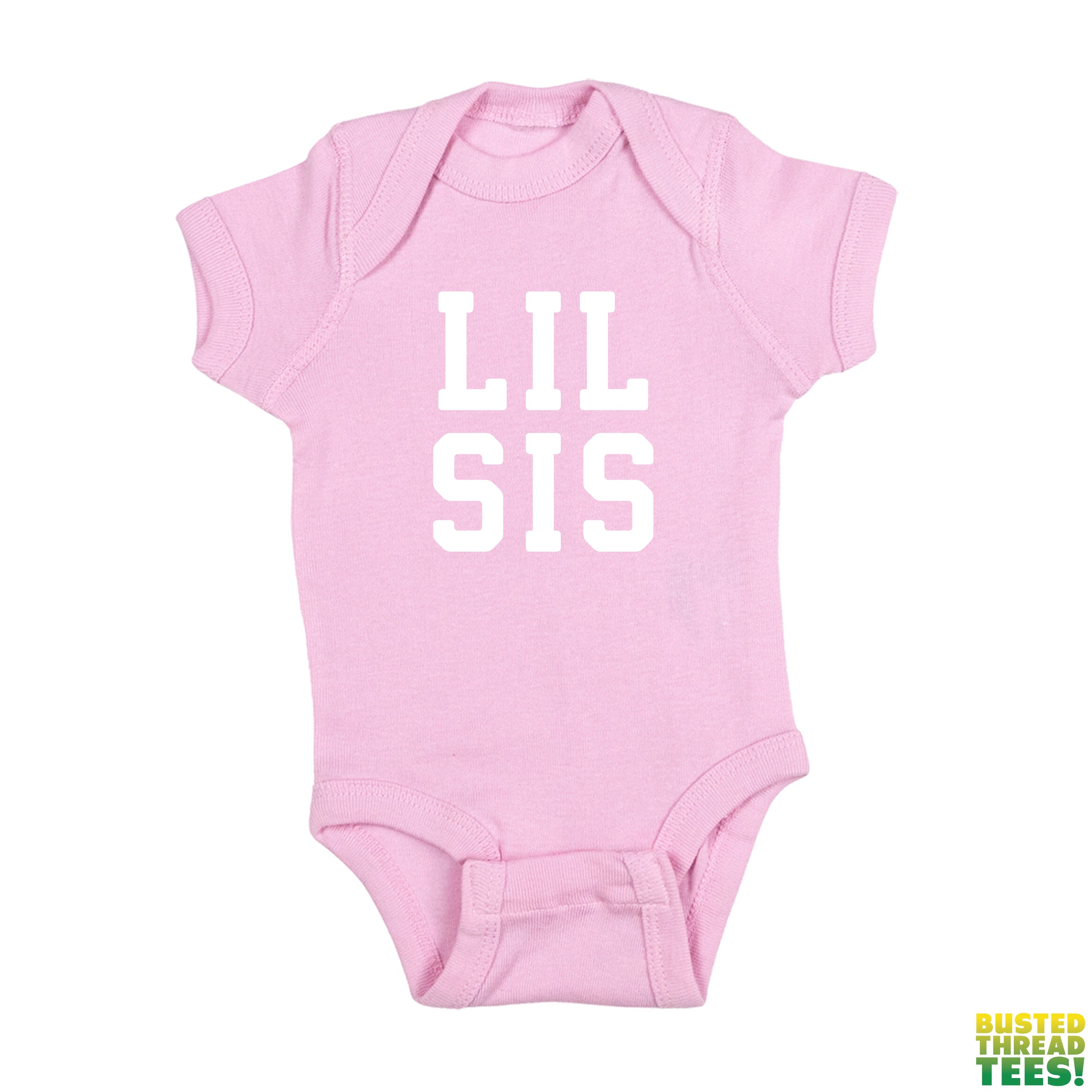 Lil Sis Pink Baby Onesie | Busted Thread Tees