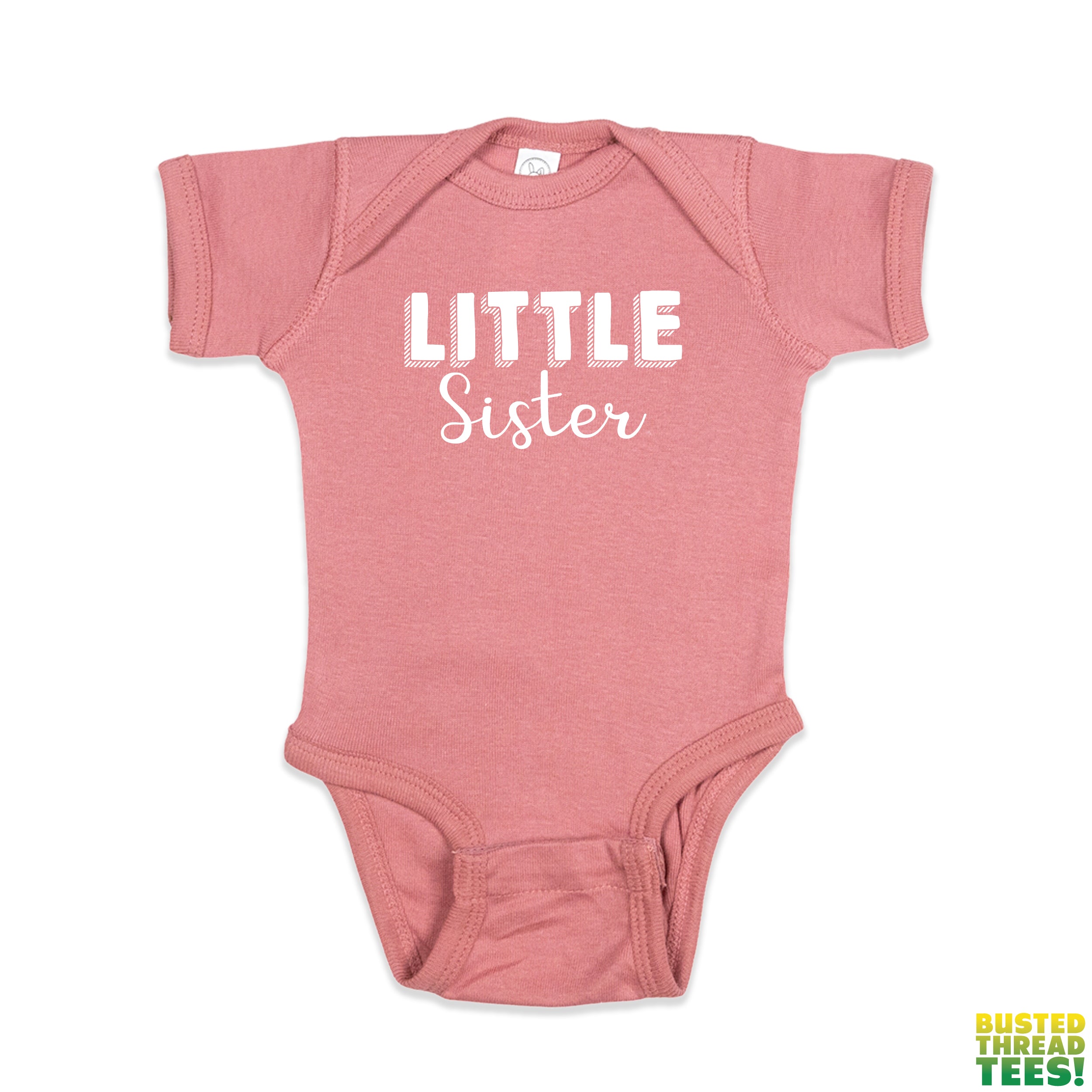 Little Sister Mauve Onesie | Busted Thread Tees