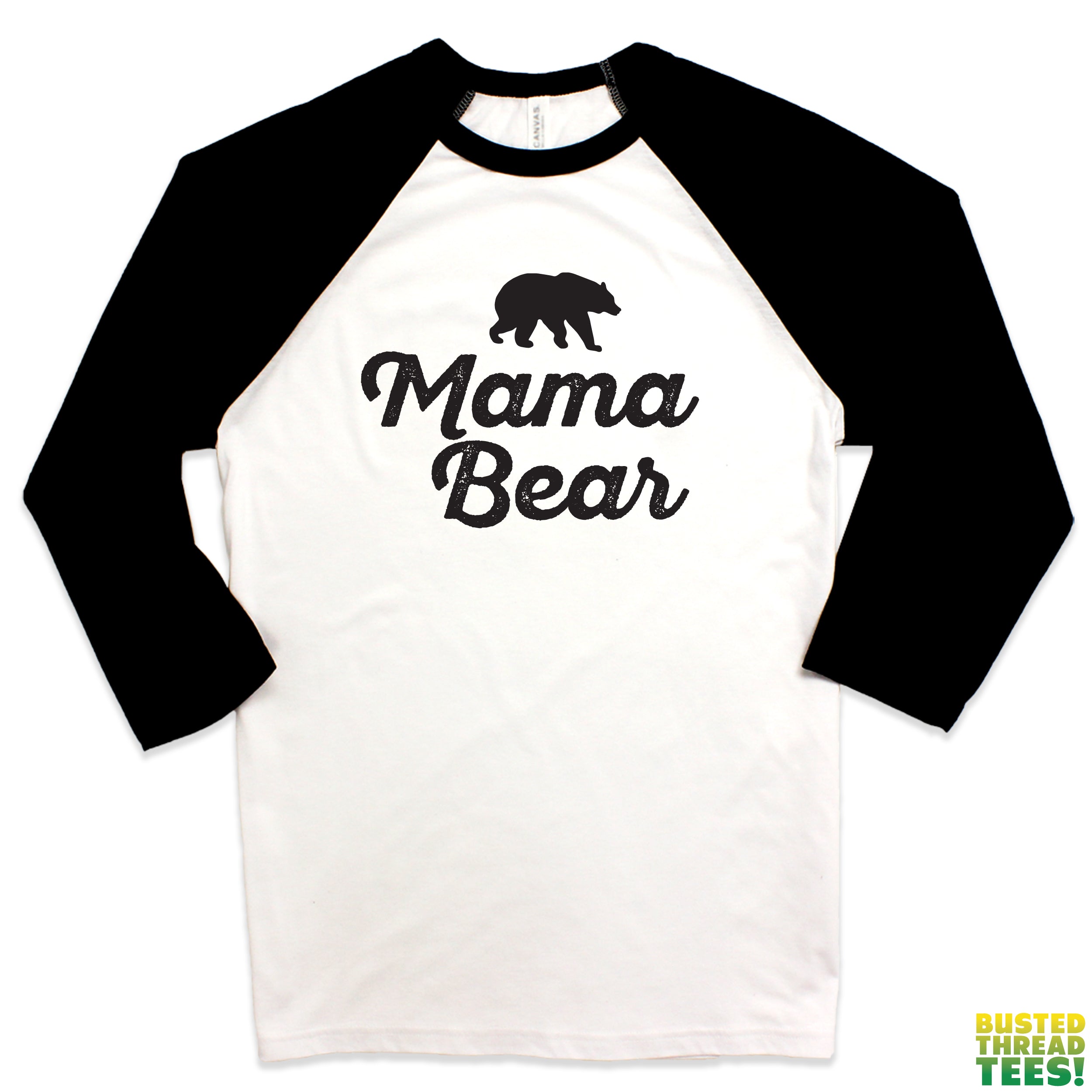 Mama Bear Black White Baseball Tee