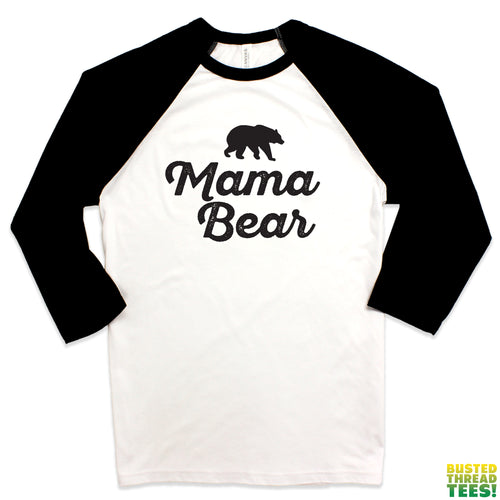 Mama Bear Black White Baseball Tee